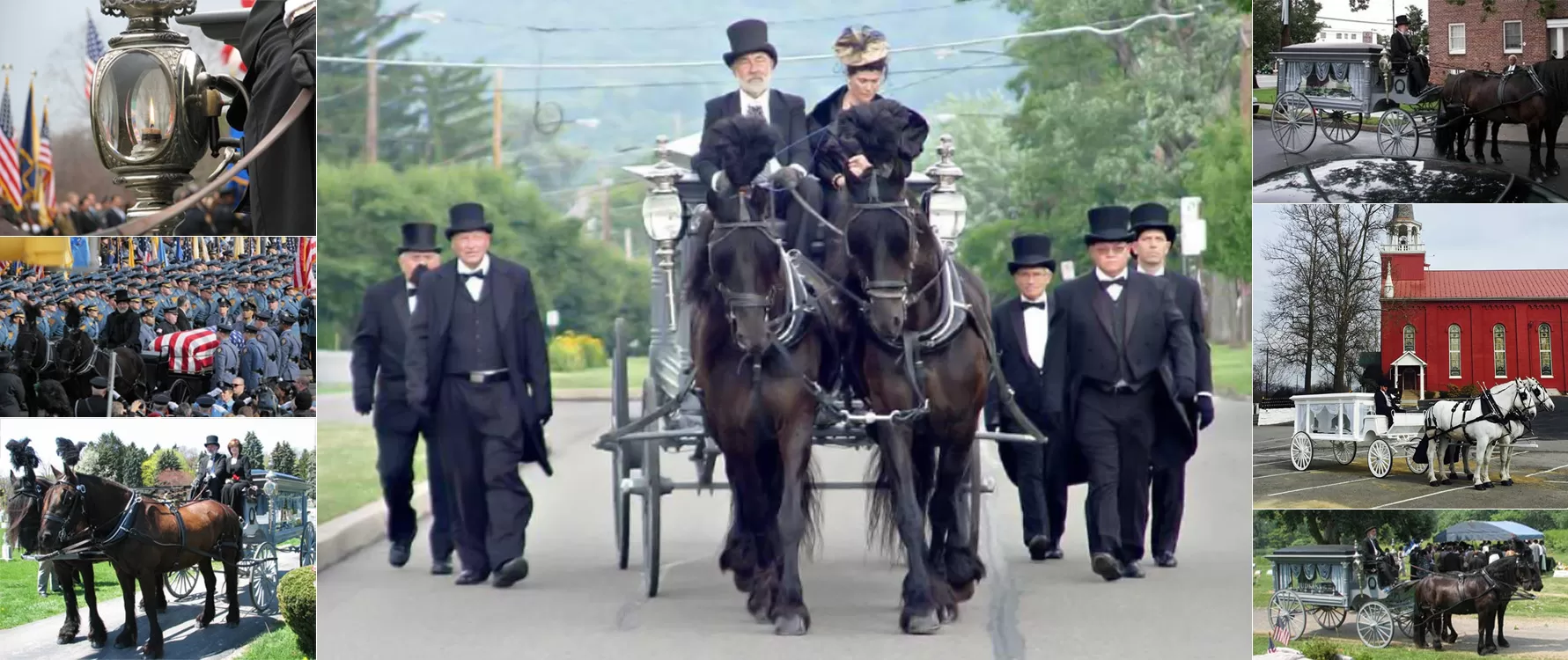Horses pulling a funeral carriage
